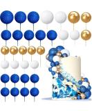 32 PCS Ball Cake Picks Colorful Ball Shaped Cake Topper Pearl Balls Cupcake Cake Insert Topper for Birthday Party Wedding Decoration Supplies Glitter Blue Gold White - Buy Online on GoSupps.com