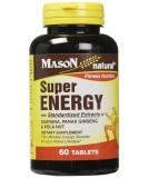 Mason Natural Super Energy with Guarana Panax Ginseng & Kola Nut 60 Tablets - Buy Online on GoSupps.com
