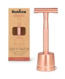 Metal Razor for Women with Safety Razor Stand | Rose Gold Women Razor | Eco Razor Women | Fits All Double Razor Blades | Reusable Razor Women | Zero Plastic | Eco Beauty | Sustainable Home | Bambaw Rose Gold with Stand - Buy Online on GoSupps.com