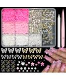 RODAKY Butterfly Nail Art Charms | 3D Pink Flower Rhinestones & Acrylic Gems for Women | Flatback Nail Decorations - Buy Online on GoSupps.com