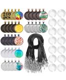210Pcs Pendant Trays Kit with Glass Cabochon and Necklace Cords Set for Jewelry Making and DIY Crafts - Buy Online on GoSupps.com