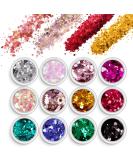 AOOWU 12 Colors Chunky Glitter Sequins for Nail & Festival Art - Holographic Cosmetic Powder for Face, Body, Eyes, Hair & DIY (08) - Buy Online on GoSupps.com