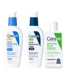CeraVe AM & PM Face Moisturizer with SPF + Hydrating Face Wash Set | Travel Size Skin Care Routine for Morning & Night | 3oz Lotion + 3oz Lotion + 3oz Cleanser - Buy Online on GoSupps.com