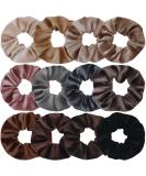 12 Pcs Neutral Velvet Hair Scrunchies - Elastic Hair Ties for Women & Girls | 12 Colors - Buy Online on GoSupps.com