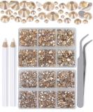 Buy LPBeads 6000 Pieces Champagne Non Hotfix Rhinestones - 6 Sizes Round Crystal Glass Flat Back Includes Tweezers & Picking Pen for Nail Art & DIY Crafts - Buy Online on GoSupps.com