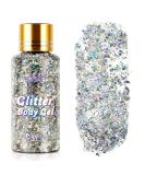 Silver Holographic Mermaid Sequins Body Glitter Gel - Waterproof for Face, Hair, and Nails | Perfect for Concerts, Parties, and Festivals - Buy Online on GoSupps.com