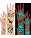 Glow In The Dark Butterfly Tattoos for Kids Girls - Konsait 12 Sheets | Safe & Easy to Use Neon Temporary Tattoos - Party Favors and Makeup Supplies - Buy Online on GoSupps.com