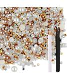 Astaron 50g mix half pearls and glitter stones for handicrafts 3mm-10mm flatback pearls and rhinestones for face nail diy cup cup cups of art shoes clothing (champagne gold series) champagne gold series - Buy Online on GoSupps.com