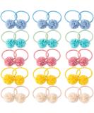 PAGOW 30pcs Baby Toddler Flower Ball Hair Ties for Girls in Multicolor - No-metal Stretchy Ponytail Holders (Korean Pink Blue Green Off-white Yellow) - Buy Online on GoSupps.com