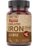 DEVA Vegan Chelated Iron with Vitamin B-12 29mg - 90 Count Dietary Supplement - Buy Online on GoSupps.com