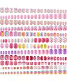 240 Pieces Kids Pre-glue Full Cover Fake Nails | Cartoon Press-on Gradient Short Nail Tips for Girls - Buy Online on GoSupps.com