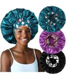 3PCS Satin Bonnets for Black Women - XL Hair Bonnets for Sleeping Braids & Curly Hair - C-Black, Teal, Purple - Buy Online on GoSupps.com