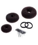 3 Pieces Bun Maker Set - Large Medium & Small Hair Knot Rings for Chignon - Brown Hair Accessories for Effortless Updos - Buy Online on GoSupps.com