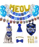 STMK Cat Birthday Party Supplies Cat Birthday Hat Bandana Bow Tie Collar Birthday Number Cat Birthday Banner Garland MEOW Letter Balloons for Cat Kitten Birthday Outfits Decorations Blue Hat & Bandana & Bowtie & Number & Banner & Balloon - Buy Online on GoSupps.com