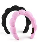 Spa Headbands for Washing Face or Facial Set of 2 Skincare Headbands Terry Cloth Headband Pink & Black Face Wash Headband Combo Pack - Puffy Makeup Headbands for Face Washing Mask Skin Treatment - Buy Online on GoSupps.com