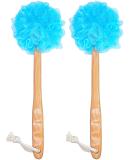 Shower Loofah Body & Back Scrubber | Exfoliating Luffa Bath Brush | Long Wooden Handle | Men & Women | Easy Reach | 2 Pack Blue - Buy Online on GoSupps.com