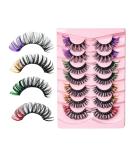 Colored Russian Strip Mink Eyelashes - 7 Pairs 3D Curl Wispy & Reusable for Festival & Cosplay - 4 Colors 15mm Light Volume - Buy Online on GoSupps.com