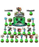 26pc Pixel Cake Topper Cupcake Toppers cake decoration for Children 24pcs cupcake topper 2pcs cake topper - Buy Online on GoSupps.com