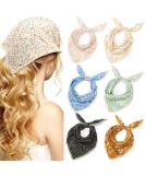 Dingion 6 Pcs Floral Hair Bandanas Head Kerchief Women Bandana Print Chiffon Hair Scarf Triangle Hair Kerchief with Ties Head Scarf Flower Mesh Hair Scarves Lightweight Triangular Head Scarf - Buy Online on GoSupps.com