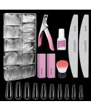 Clear False Nails with Glue Venares 500 Pcs False Nail Tips 10 Size Acrylic Nails Tips and Glue Nails File Buffer Block Acrylic Nail Brush Nail Clipper Fake Nails Set for Gel Extensions - Buy Online on GoSupps.com