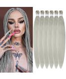 Easy Braid Pre Stretched Braiding Hair 26 Inch - 6 Packs Ginger & Silver Yaki Texture Crochet Hair Extensions for Box Braids Hot Water Setting Synthetic Hair - Buy Online on GoSupps.com