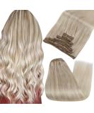 FSHINE Real Hair Clip-In Extensions 7pcs 100% Remy Balayage Ash Blonde to Platinum Blonde - 40cm 120g | Smooth & Natural - Buy Online on GoSupps.com