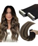 Youngsee Tape Extensions | Real Hair Balayage Tape In Extensions - 50cm 20pcs 50g - Remy Smooth Black/Brown/Blonde Hair - Buy Online on GoSupps.com