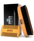 Natural Boar Bristle Beard Brush and Comb Set for Men - Facial Hair Care Gift - Mustache Grooming Tools - Buy Online on GoSupps.com