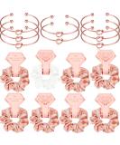 8-Piece Satin Hair Scrunchies & Bridesmaid Bracelets Set - Rose Gold & White | Bridal Shower and Bachelorette Party Accessories - Buy Online on GoSupps.com