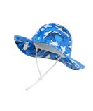 LANGZHEN Beach Sun Protection Hat for Baby Girls - Adjustable Toddler Kids Hat with Wide Brim & Chin Strap, Black Shark-Blue, 1-2 Years - Buy Online on GoSupps.com