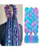 Tess Braids Extensions - Light Purple/Blue Jumbo Kanekalon 60cm Ombre Hair Braid (100g) for Box Braids - 1 Piece - Buy Online on GoSupps.com