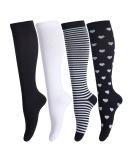 LEOSTEP Compression Socks (4 Pair) 20-30 mmHg Non-Slip Long Tube Stockings for Running, Nurse, Travel, Flight, Pregnancy - L-XL Black + White - Buy Online on GoSupps.com