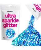 Hemway Premium Ultra Sparkle Ocean Blue Holographic Glitter - Multi-Purpose Super Chunky Metallic Flake for Arts Cosmetics & Festivals | 100g - Buy Online on GoSupps.com
