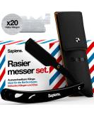 Sapiens Barbershop Razor Men - Bart Razor + 20 Derby Half Razor Blades + Trap Bag - Barber Razier With Exchange Blade - Straight Razor Schwarze Edition - Buy Online on GoSupps.com