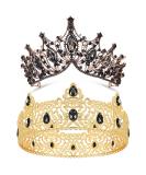King and Queen Crowns Set - Black Rhinestone Crystal Royal Headwear for Wedding, Homecoming, Prom - 2 Pieces - Buy Online on GoSupps.com