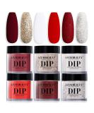 AZUREBEAUTY Dip Powder Nail Set, Red Burgundy Rose Apple Berry Sparkle Snow White Silver Glitter Valentine's Day Gift, 6 Colors Fall Winter Dipping Powder Starter Kit Nail Art Manicure DIY Salon, No Need Nail Lamp Cured - Buy Online on GoSupps.com