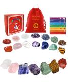 Christmas Healing Crystal Set - 23 Pc 7 Chakra Wiccan Reiki Gift, Hexagonal Tumbled Gemstones for Beginners - Xmas Special - Buy Online on GoSupps.com