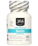 365 by Whole Foods Market Biotin 5000MCG - 60 Count | High-Potency Hair, Skin & Nails Support - Buy Online on GoSupps.com