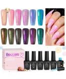 Beetles Glitter Gel Nail Polish Set - 6 Colors Chameleon Sparkle Kit for DIY Manicure | Color Changing Pink Purple Blue with Crushed Diamond Shine | Soak Off UV Gel Polish - Buy Online on GoSupps.com