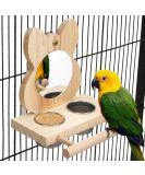 TeTupGa Bird Perch with Mirror and Stainless Steel Feeding Cups Wooden Parrot Mirror Toy for Bird Cage Bird Food water Feeder Perches for Budgie Parakeet Lovebird African Grey Macaw Cockatiels - Buy Online on GoSupps.com