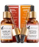 Retinol & Vitamin C Serum Set for Face & Eyes - Reduce Fine Lines, Wrinkles, and Acne Scars - Day & Night Serum Combo - 2-Pack Face Serums - Buy Online on GoSupps.com
