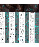 Glow in the Dark Blue Temporary Tattoos - 180+ Styles, 36 Sheets - Fake Body Tattoo Stickers for Adults, Luminous Party Favors - Men, Women, Nightclub, Pub - Buy Online on GoSupps.com