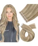 Moresoo Tape-In Extensions Real Hair 40cm - Gold & Medium Blonde Remy Hair #P16/22 | 10 Pieces 25g - Buy Online on GoSupps.com