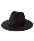 Lisianthus Women's Black Fedora Hat with Belt Buckle Detail - Stylish Accessory for Every Occasion - Buy Online on GoSupps.com