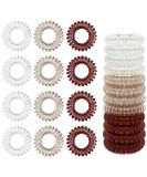 Sularpek 12 pieces spiral hair tie hair tie ladies telephone cable braid rubber women hair tie phone cable spiral for women and girls red -brown light gold transparent