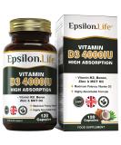 Vitamin D3 K2 Zinc Supplement - High Strength Formula with Vitamin K2 Mk7, Zinc, Boron, and MCT Oil - 4000IU - 120 Capsules - Made in the UK - Buy Online on GoSupps.com