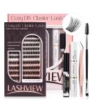LASHVIEW DIY Lash Extension Kit - Cluster Lashes with Bond & Seal Remover Applicator & Brush for Perfect Eyelash Extensions - Buy Online on GoSupps.com