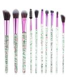 Buy Wllhyf 10-Part Glitter Crystal Brush Set | Professional Makeup Tools for Foundation Concealer Eyeshadow & More Bling Transparent Handle Green - Buy Online on GoSupps.com