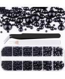 Belleboost Flat Back Pearls Kit - Black Half Round Pearls with Tools for Nail Art & Crafts - Buy Online on GoSupps.com