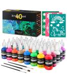 Magicfly 3D Fabric Permanent Paint Set - 40 Vibrant Colors with Brushes & Stencils - Ideal for Textiles, T-Shirts, Fabrics, Wood, Glass - 1oz Each (Pack of 40) - Buy Online on GoSupps.com